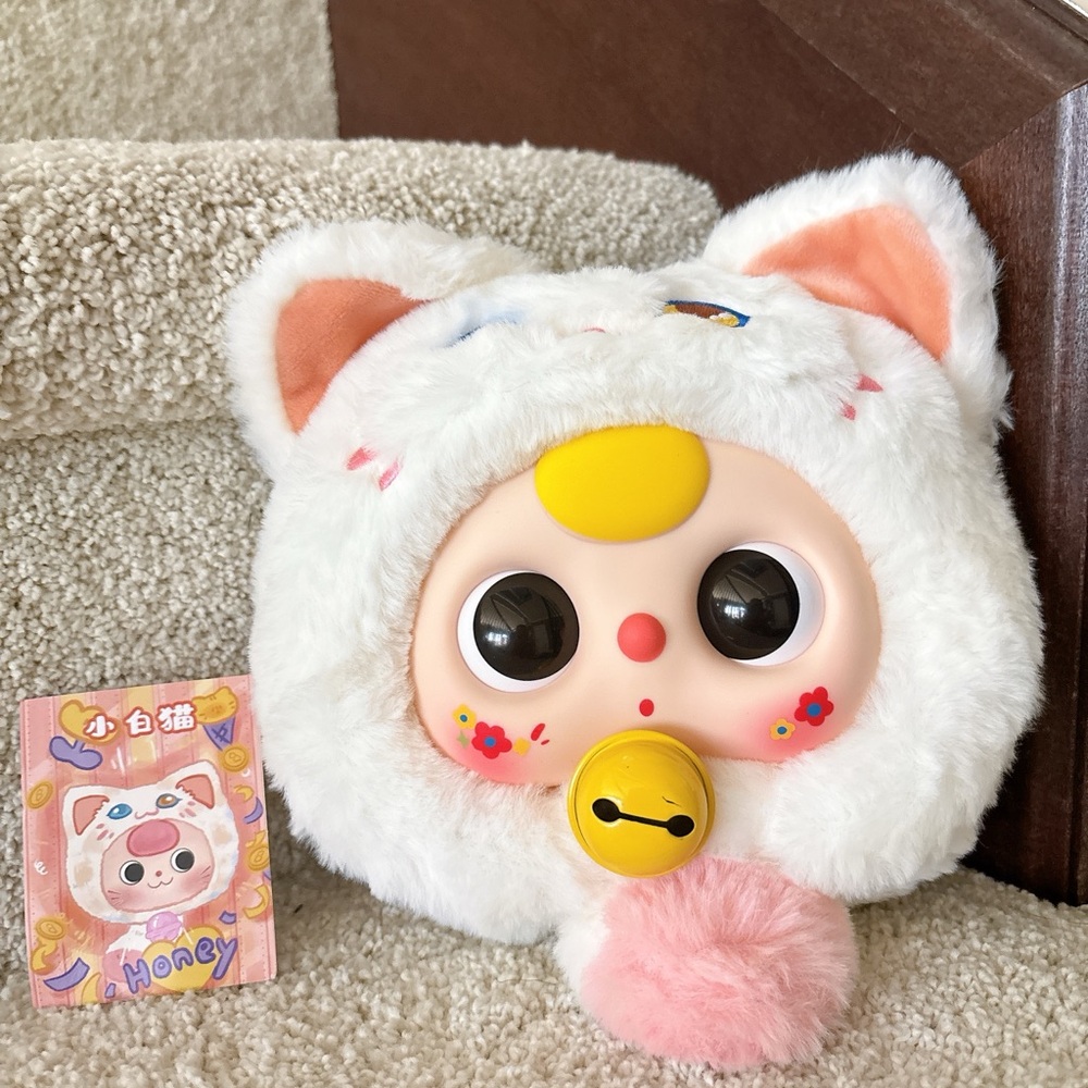 Baby Three Lucky Cat Furry Zipper Pouch | Kawaii Coin Purse Bag Gift